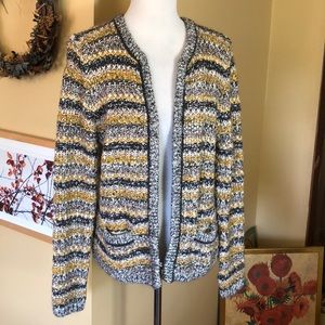 Striped Open-Front Cardigan Sweater